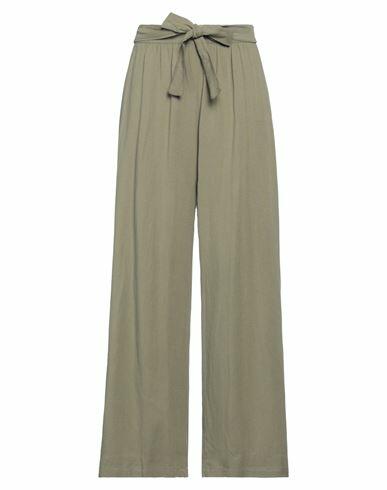 Mdm Mademoiselle Du Monde Woman Pants Military green Viscose, Linen Cover