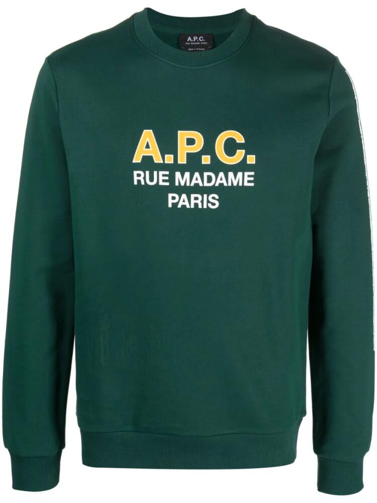 A.P.C. logo-print cotton sweatshirt - Green Cover