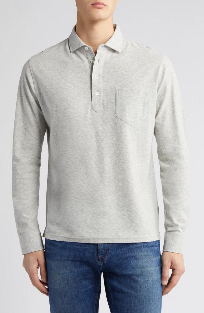 Peter Millar Crown Crafted Croxley Long Sleeve Polo in British Grey Cover