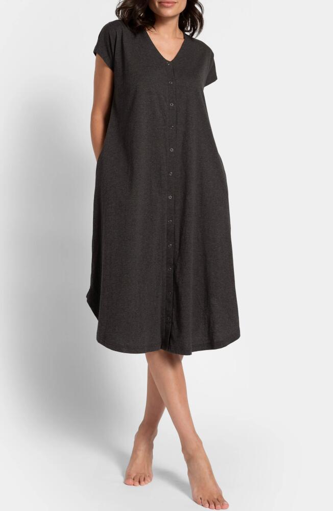 Seraphine Maternity/Nursing Organic Cotton Labor Nightgown in Charcoal Cover