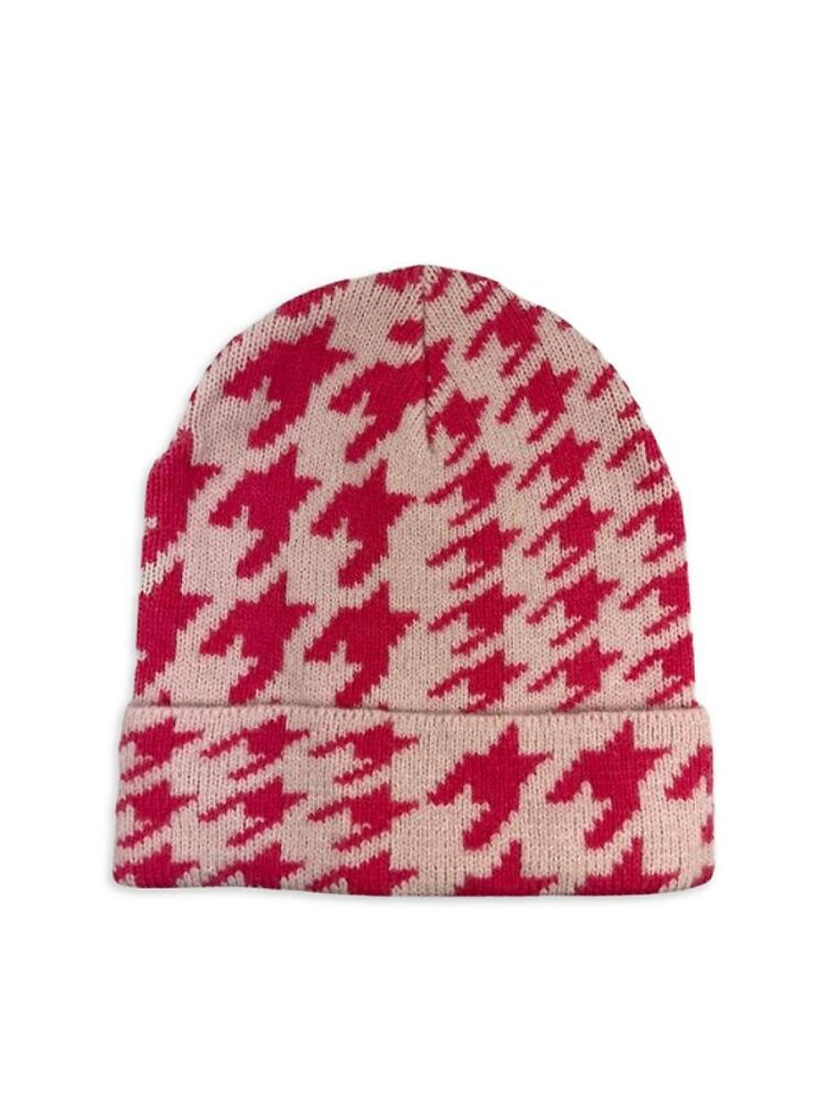 MARCUS ADLER Women's Houndstooth Beanie - Pink Cover