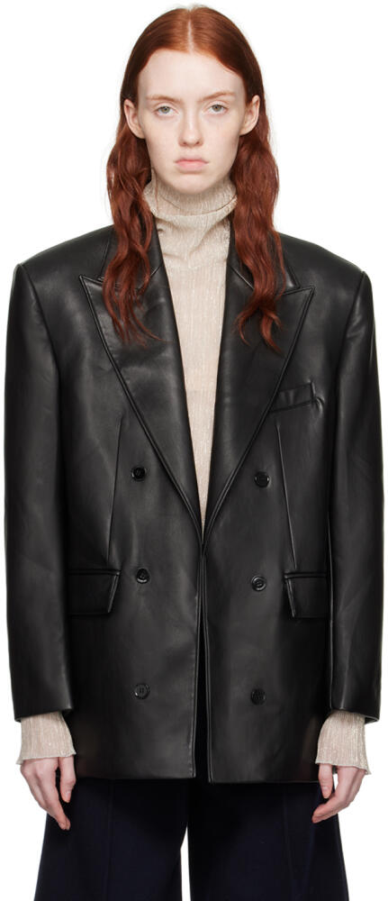 Recto Black Victor Faux-Leather Blazer Cover