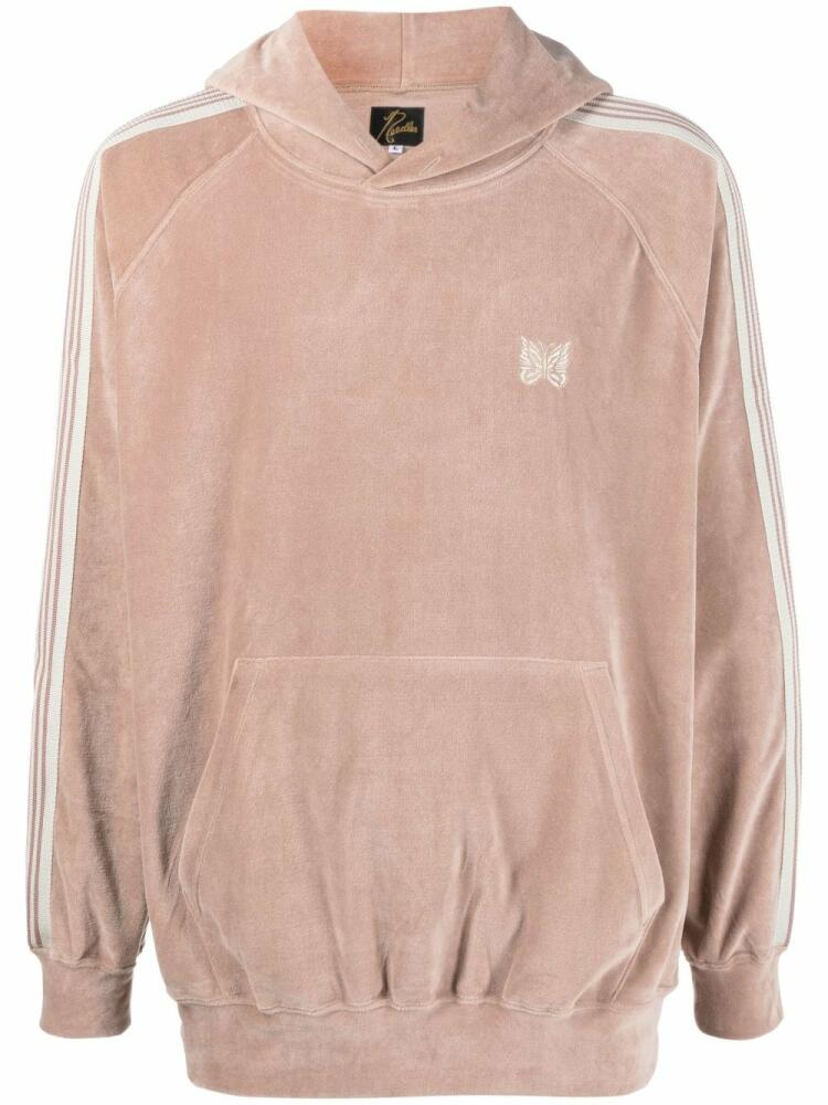 Needles side-stripe velour hoodie - Pink Cover