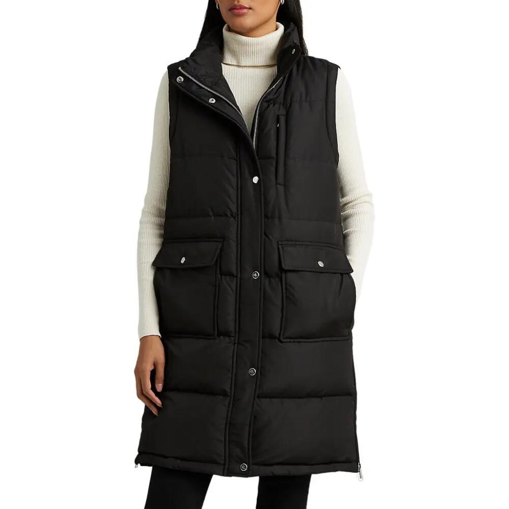 Lauren Ralph Lauren Puffer Down Long Vest in Black Cover