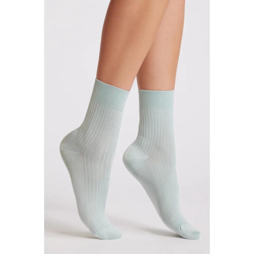 Nordstrom Rib Demi Crew Socks in Teal Mist Cover