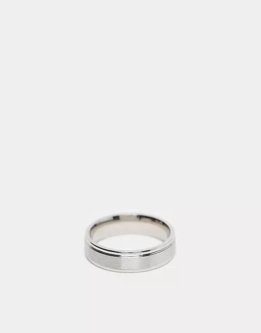 Lost Souls stainless steel 6mm band ring with line detail in silver Cover