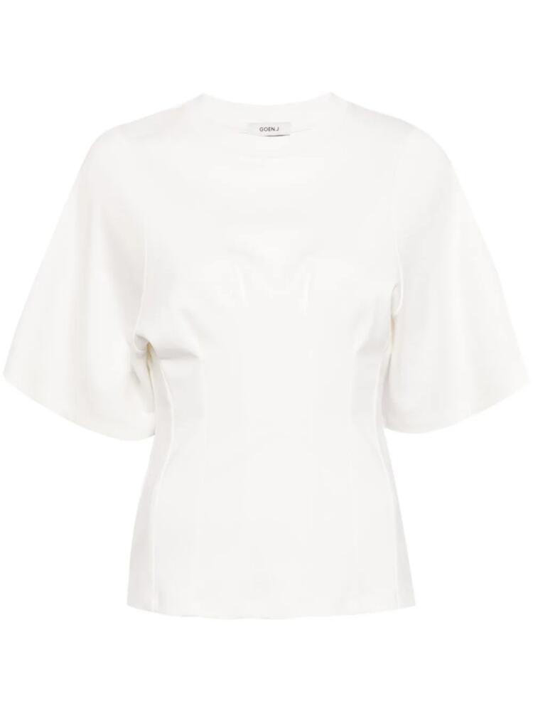 Goen.J ruched-detailing cotton T-shirt - White Cover