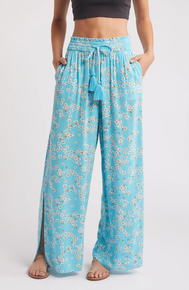 Roxy Tropical Rhythm Wide Leg Drawstring Waist Pants in Maui Blue Margarita Cover