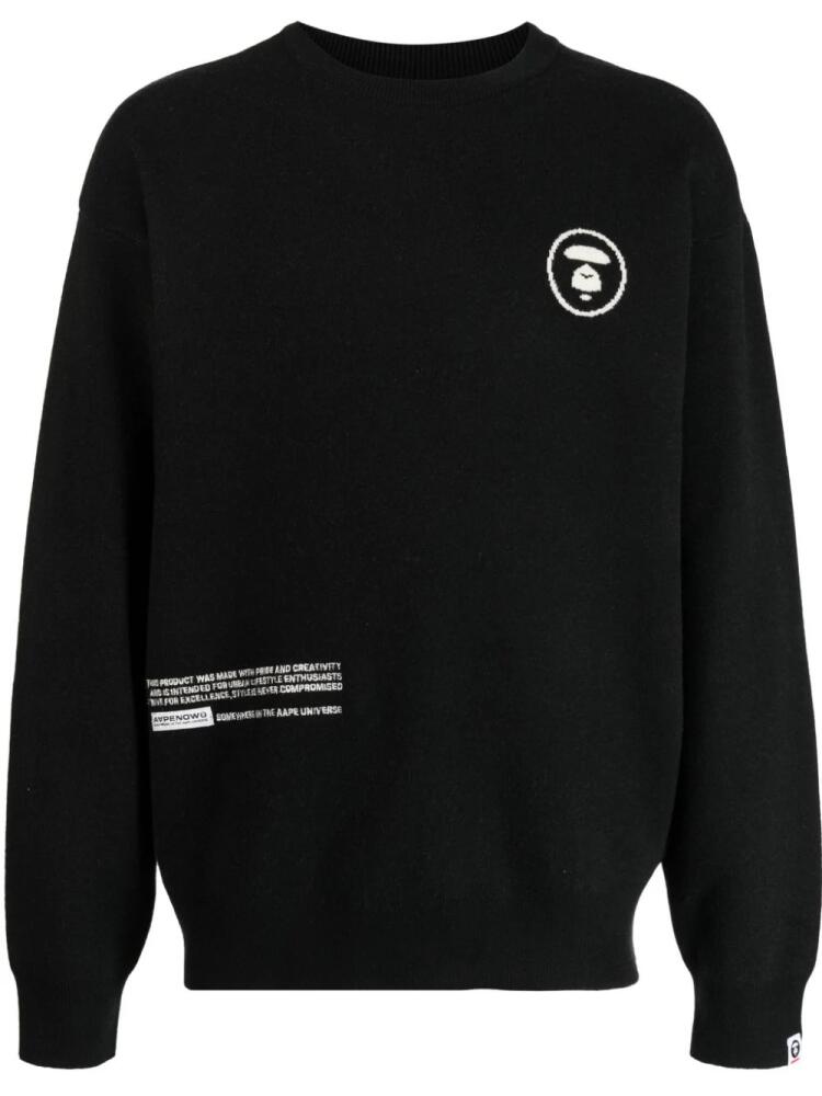 AAPE BY *A BATHING APE® intarsia-knit logo jumper - Black Cover