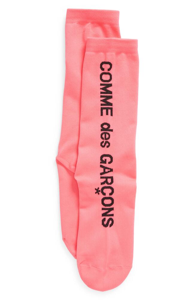 Comme des Garçons Logo Crew Socks in Pink Cover