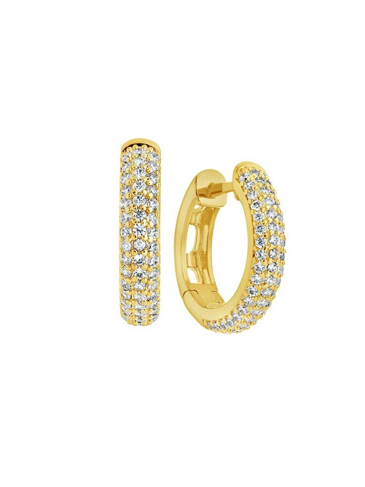 Sterling Forever Women's Raquel 14K Goldplated & Cubic Zirconia Hoop Earrings Cover