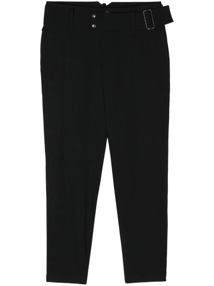 Yohji Yamamoto gabardine belted tapered trousers - Black Cover