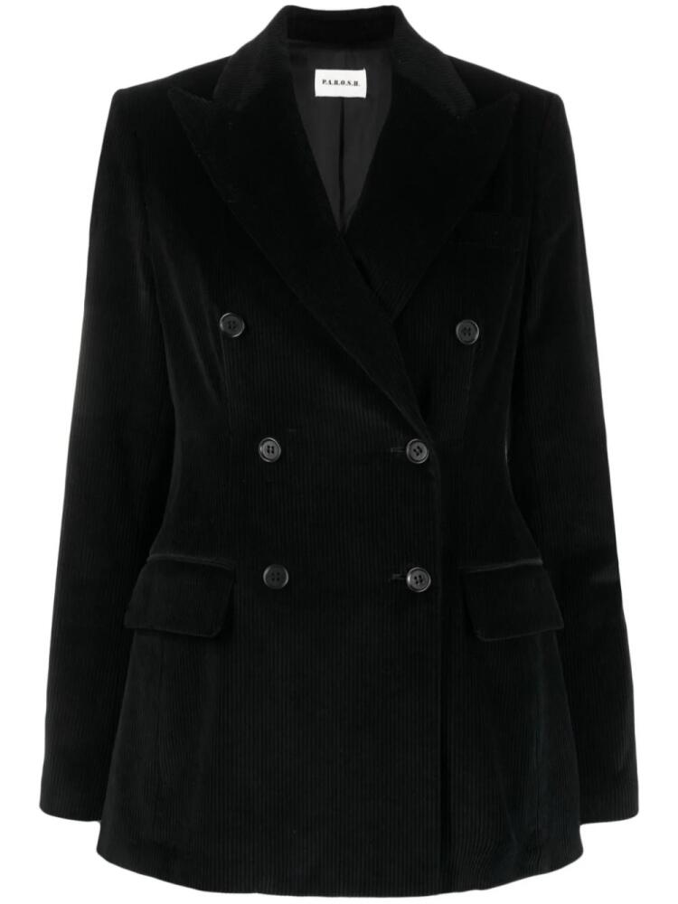 P.A.R.O.S.H. double-breasted corduroy blazer - Black Cover