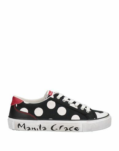 Manila Grace Woman Sneakers Black Textile fibers, Soft Leather Cover