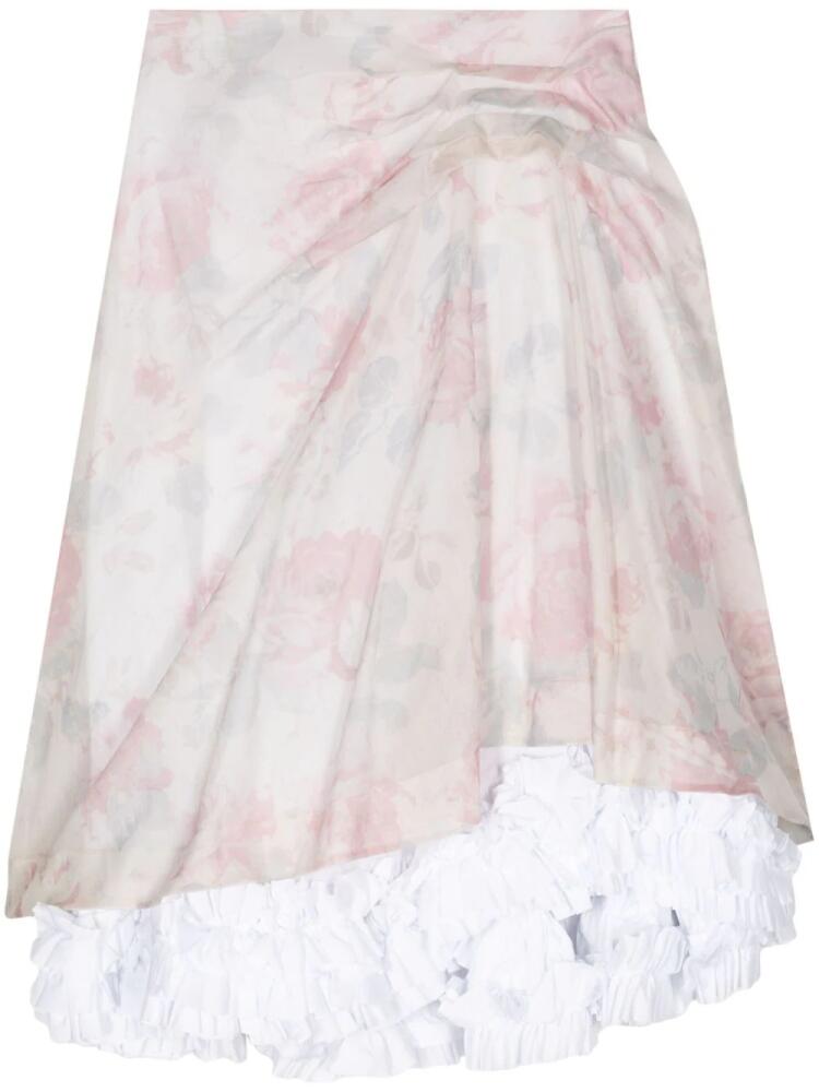 Molly Goddard Jules gathered ruffle-trim skirt - Neutrals Cover