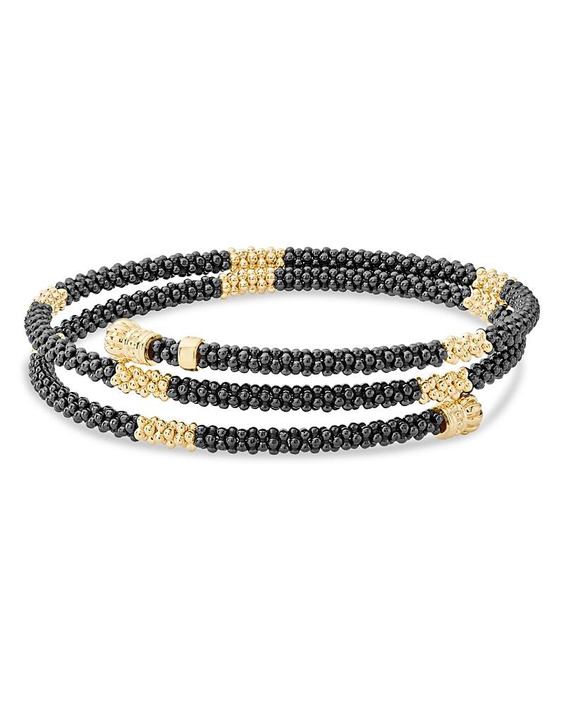 Lagos Gold & Black Caviar Collection 18K Gold & Ceramic Coil Bracelet Cover