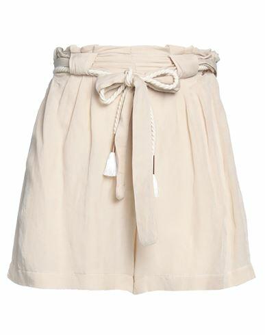 Mdm Mademoiselle Du Monde Woman Shorts & Bermuda Shorts Beige Viscose, Linen Cover