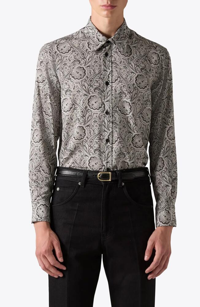 BLK DNM Paisley Print Button-Up Shirt in Black Paisley Cover