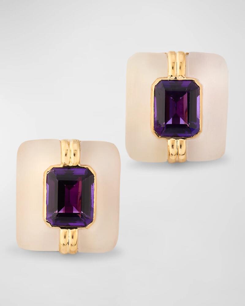 NM Estate Estate 14K Yellow Gold Crystal and Amethyst Earrings Cover