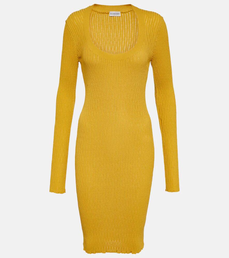 Burberry Ribbed-knit wool-blend midi dress Cover