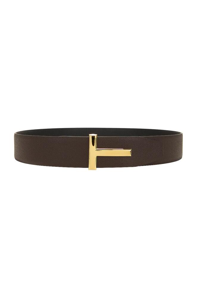 TOM FORD Small Grain Calf T Belt in Black Cover