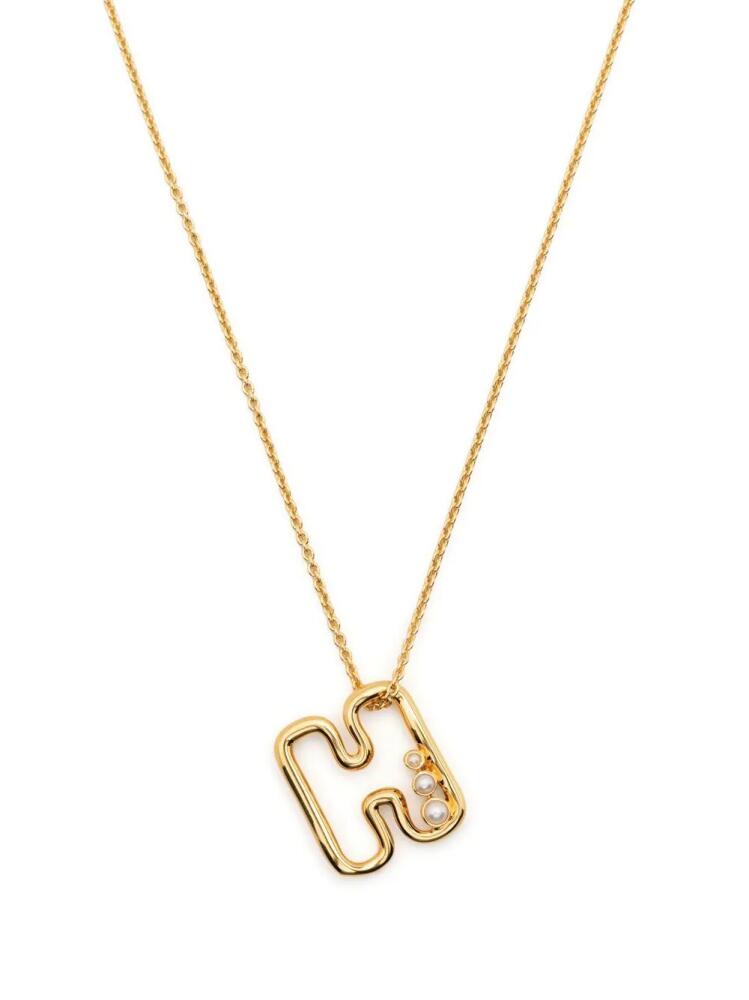 Missoma pearl-embellished initial pendant necklace - Gold Cover