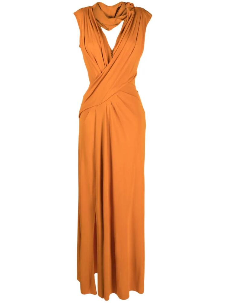 Alberta Ferretti hooded draped jersey maxi dress - Orange Cover