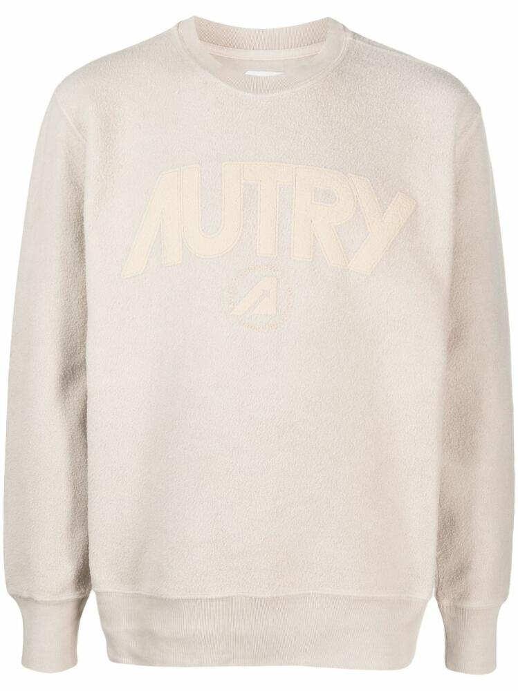 Autry logo-patch crew-neck jumper - Neutrals Cover