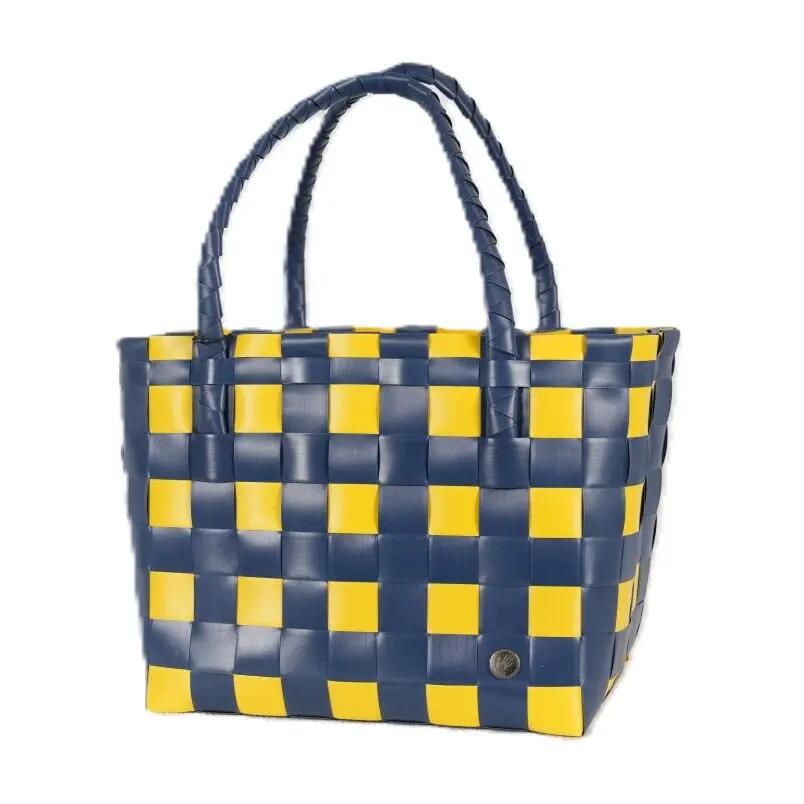 Handed By Paris Spirit Recycled Tote Bags in Blue/maize Classic Weave Cover