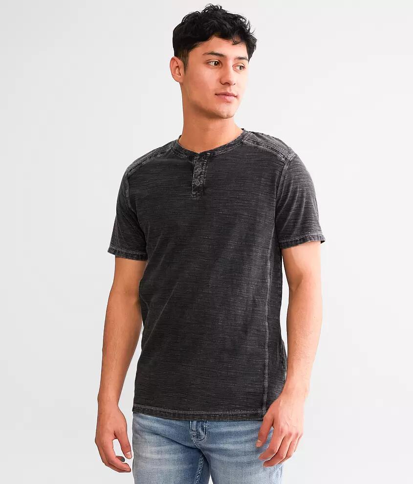 Buckle Black Slub Knit Washed Henley Cover