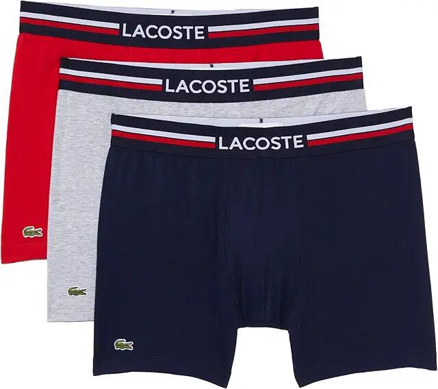 Lacoste Boxer Briefs 3-Pack French Flag Iconic Lifestyle (Navy Blue/Silver Chine/Red) Men's Underwear Cover