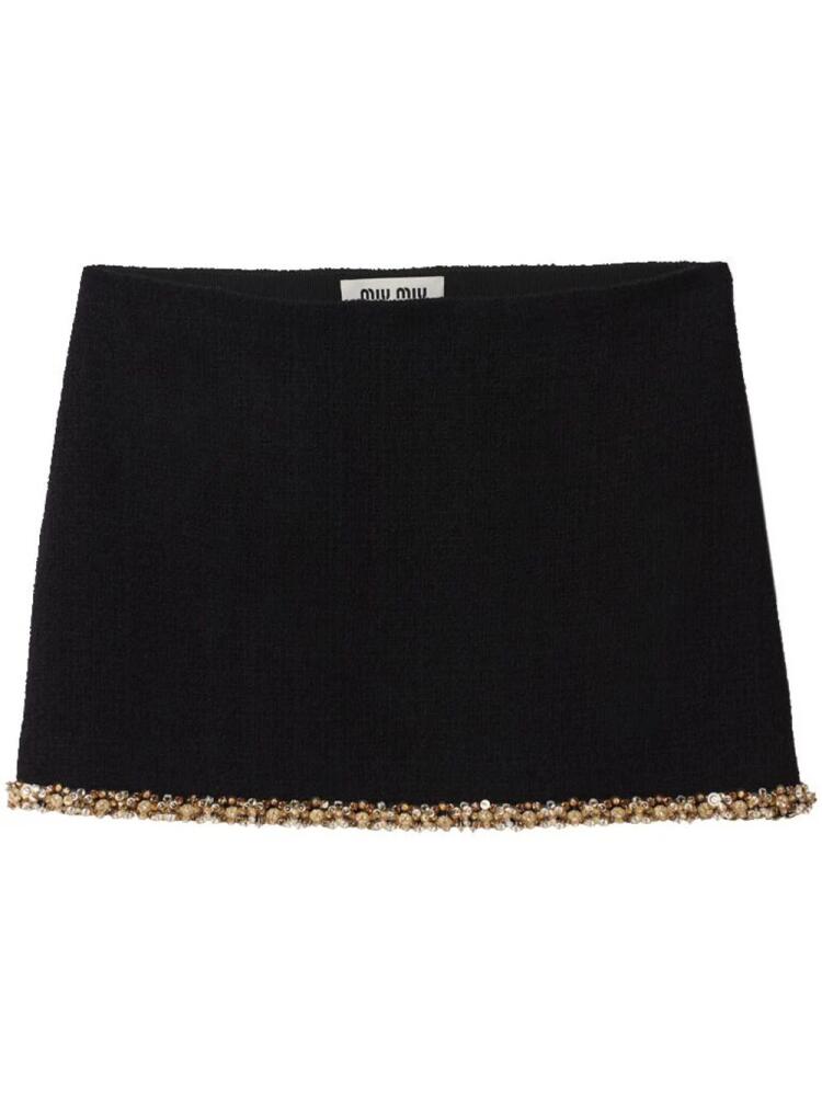 Miu Miu crystal-embellished tweed miniskirt - Black Cover