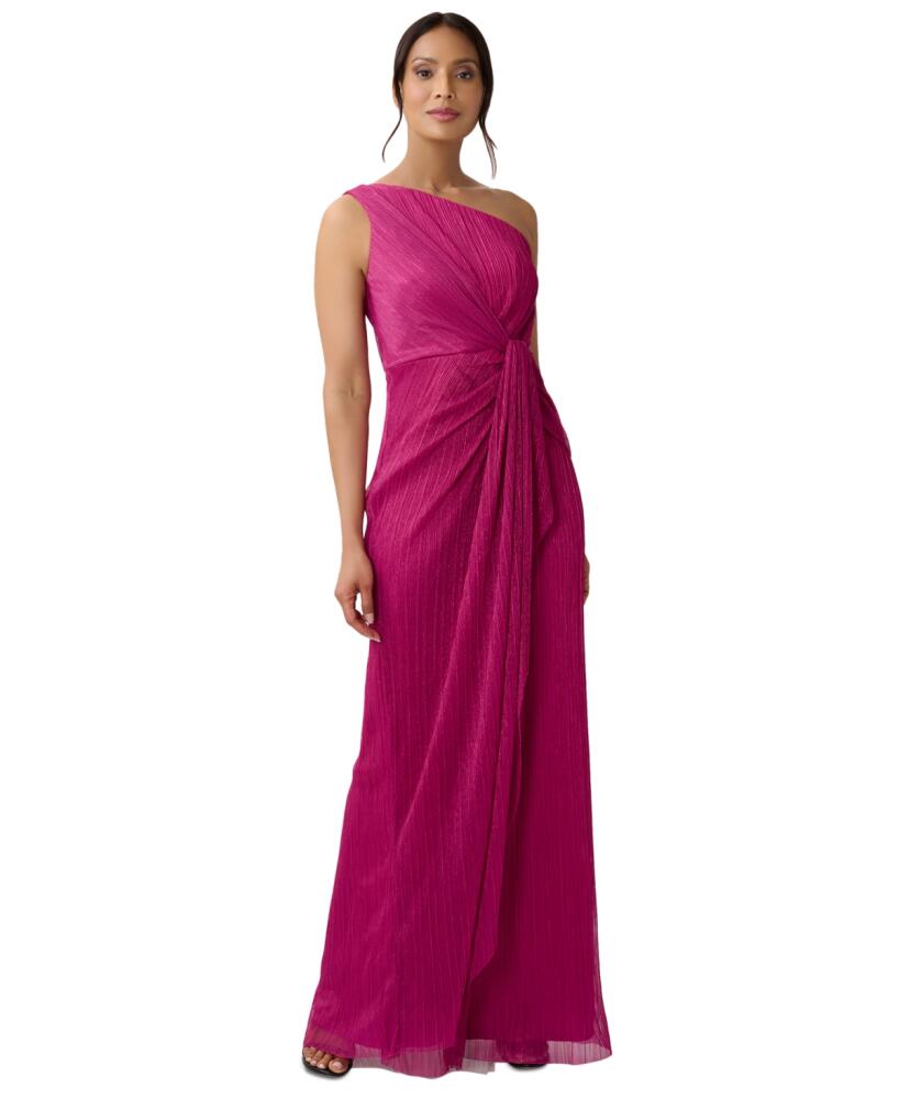 Adrianna Papell Stardust One-Shoulder Gown - Magenta Cover