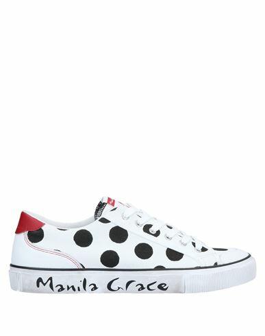 Manila Grace Woman Sneakers White Textile fibers, Soft Leather Cover