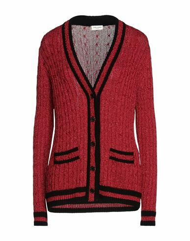 Saint Laurent Woman Cardigan Red Viscose, Metallic fiber, Cashmere, Polyamide Cover