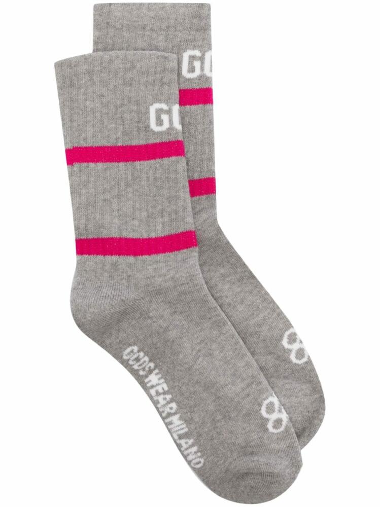 GCDS logo ribbed-knit socks - Grey Cover