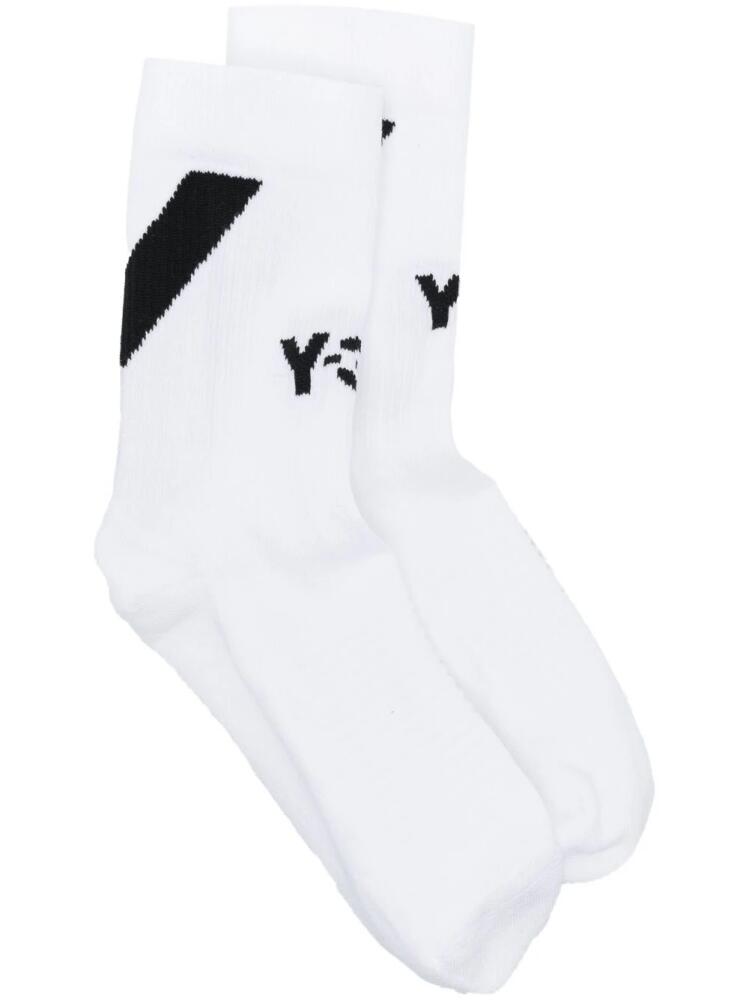 Y-3 intarsia-knit logo socks - White Cover