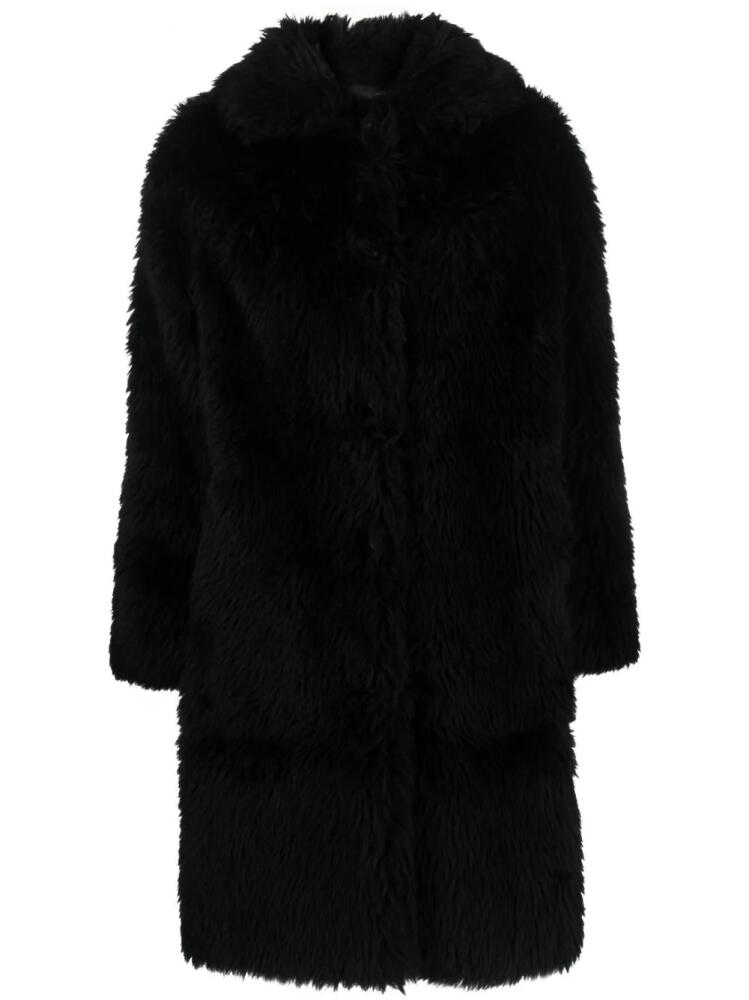 Yves Salomon faux-fur wool-blend coat - Black Cover