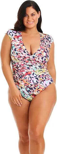 Bleu Rod Beattie Party Animal Cap Sleeve One-Piece (Multi) Women's Swimsuits One Piece Cover