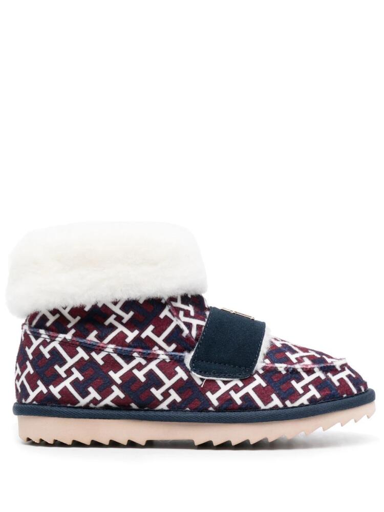 Tommy Hilfiger monogram fleece-trim slippers - Red Cover