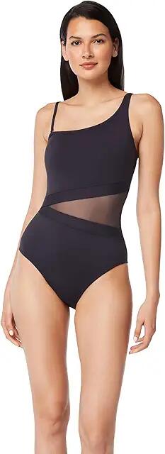 Bleu Rod Beattie Don't Mesh with Me One Shoulder Mio One-Piece (Black) Women's Swimsuits One Piece Cover