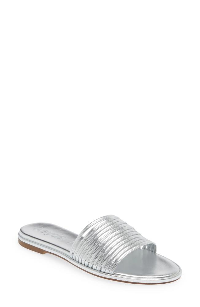 aeyde Noa Slide Sandal in Laminated Silver Cover