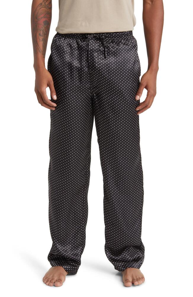 Majestic International Silk Charmeuse Pajama Pants in Black Dot /Black Piping Cover