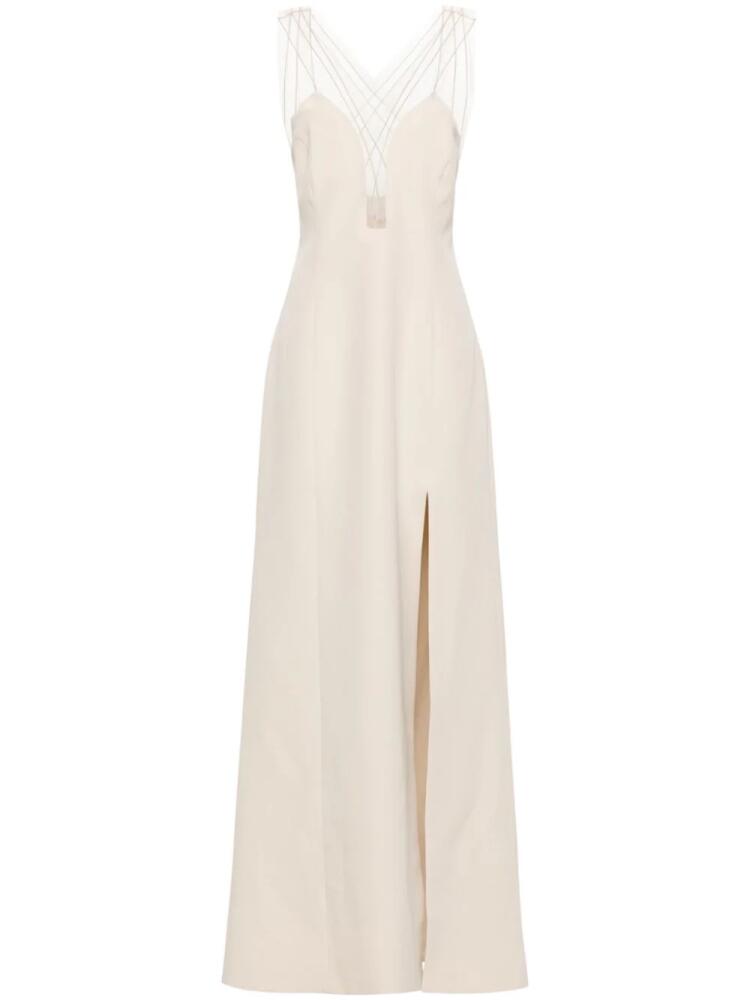 Genny V-neck cady gown - Neutrals Cover