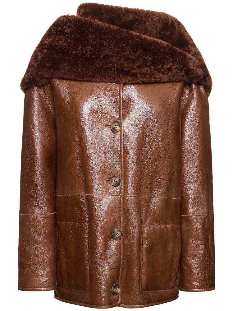 ALBERTA FERRETTI Reversible Shearling Short Coat Cover