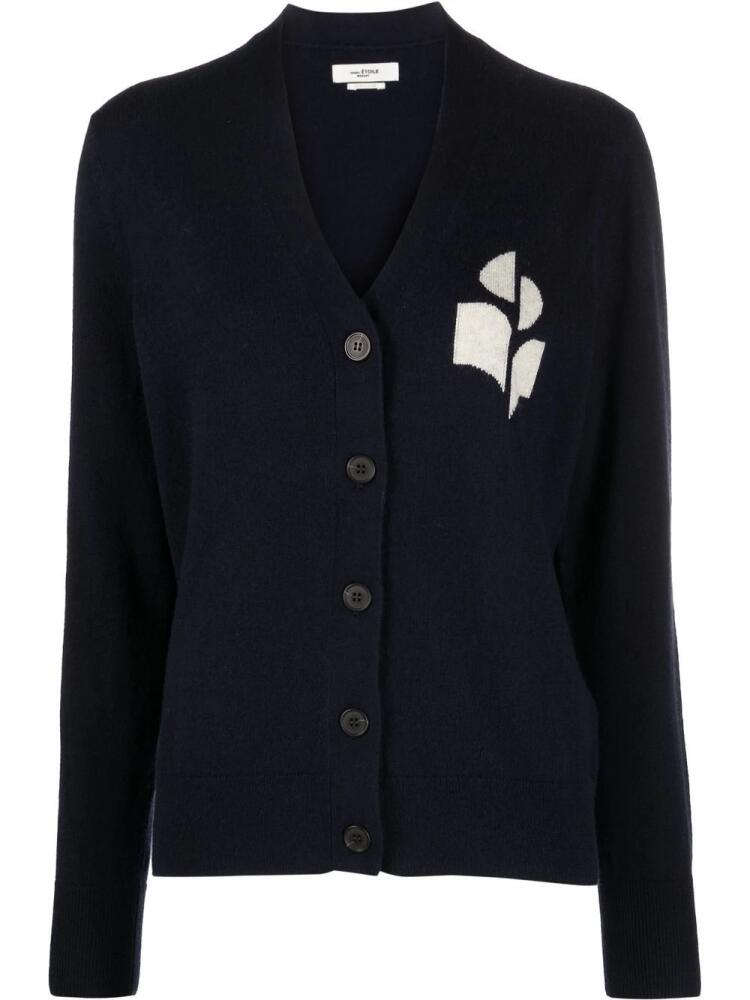 MARANT ÉTOILE intarsia-logo V-neck cardigan - Blue Cover