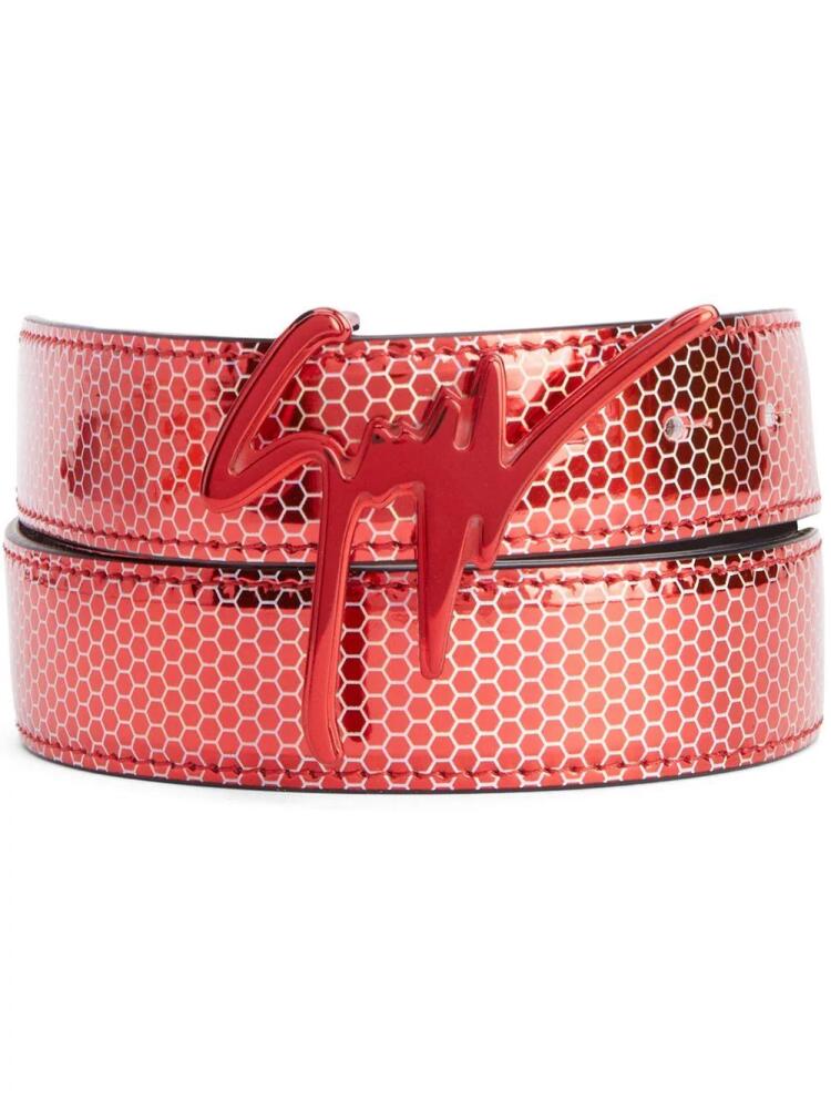 Giuseppe Zanotti Giuseppe lizard skin-effect belt - Red Cover