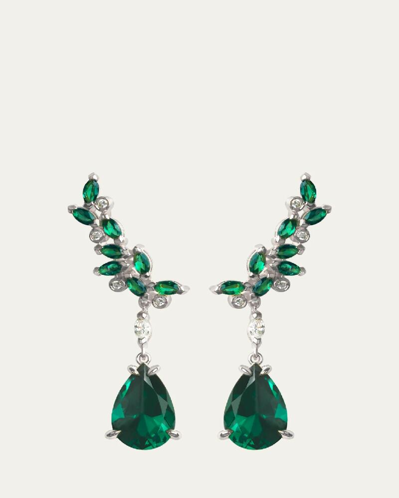 Lark & Berry 14K White Gold Veto Raindrop Earrings with Lab Grown Diamonds and Green Cultured Emeralds Cover