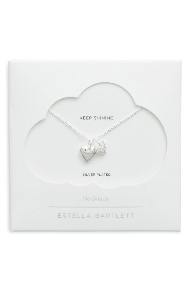 Estella Bartlett Double Heart Charm Necklace in Silver Cover