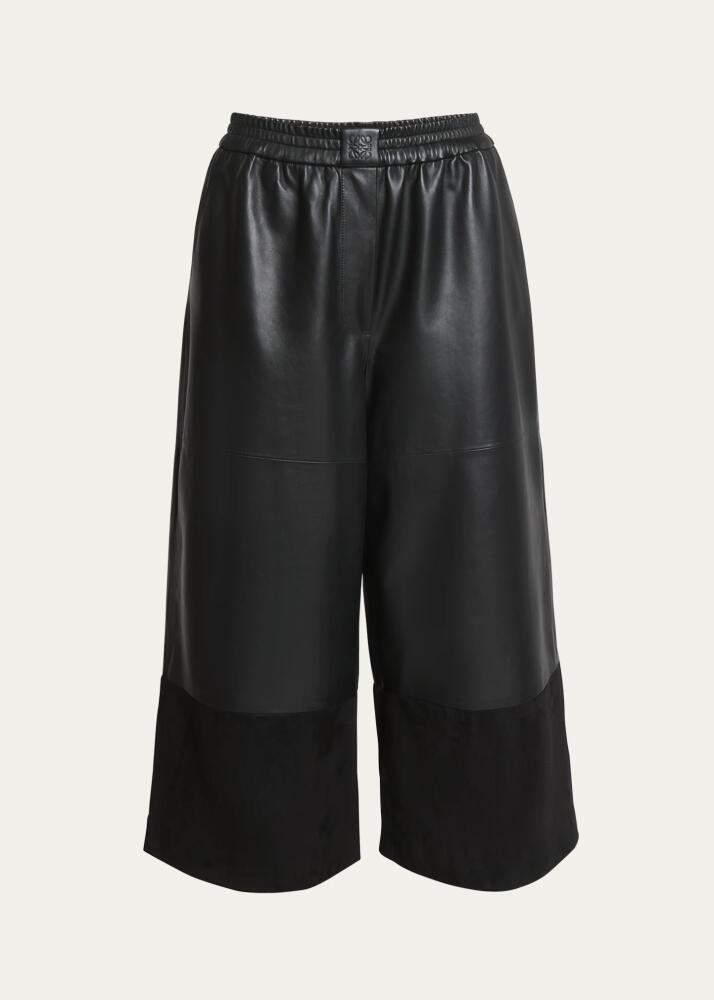 Loewe Cropped Leather and Suede Trousers Cover